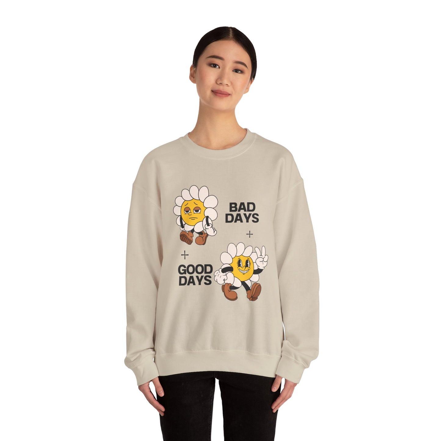 Flower Graphic Crewneck Sweatshirt - Bad Days - Good Days