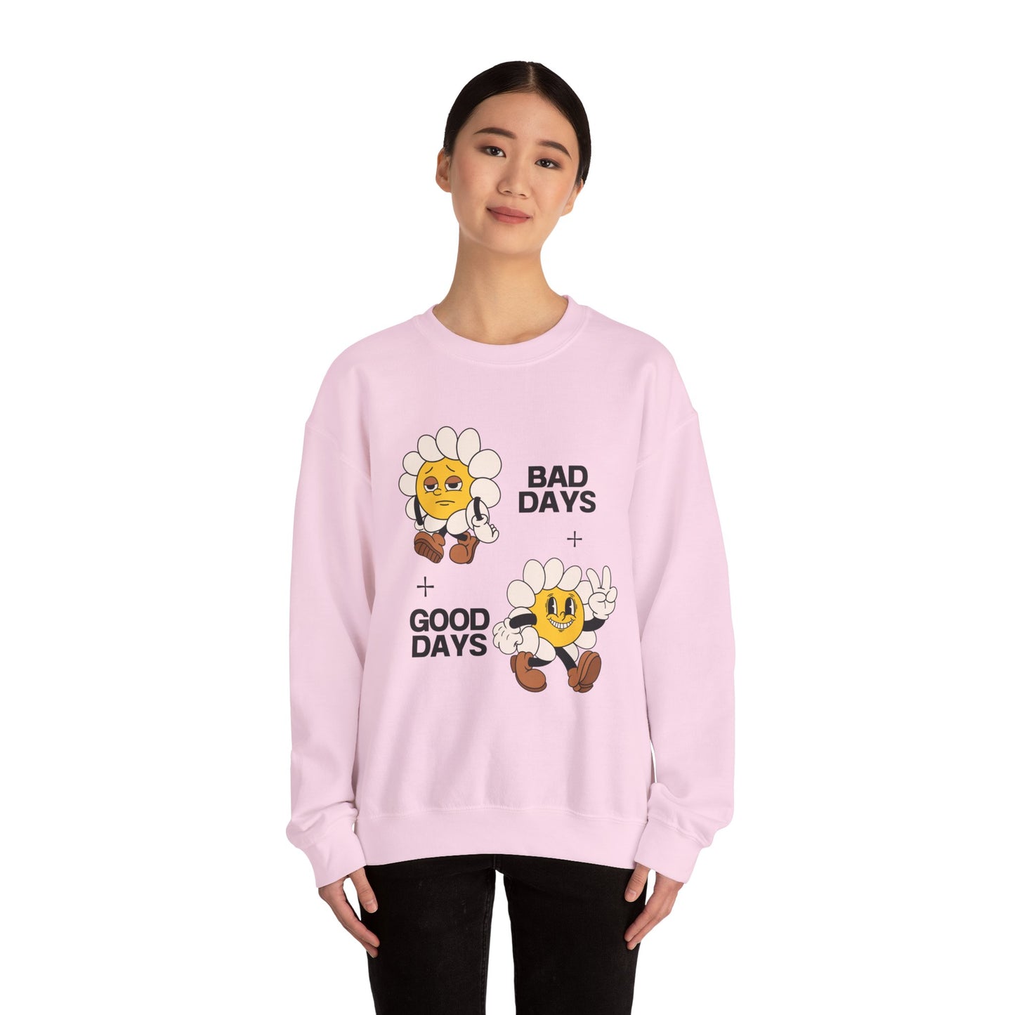 Flower Graphic Crewneck Sweatshirt - Bad Days - Good Days