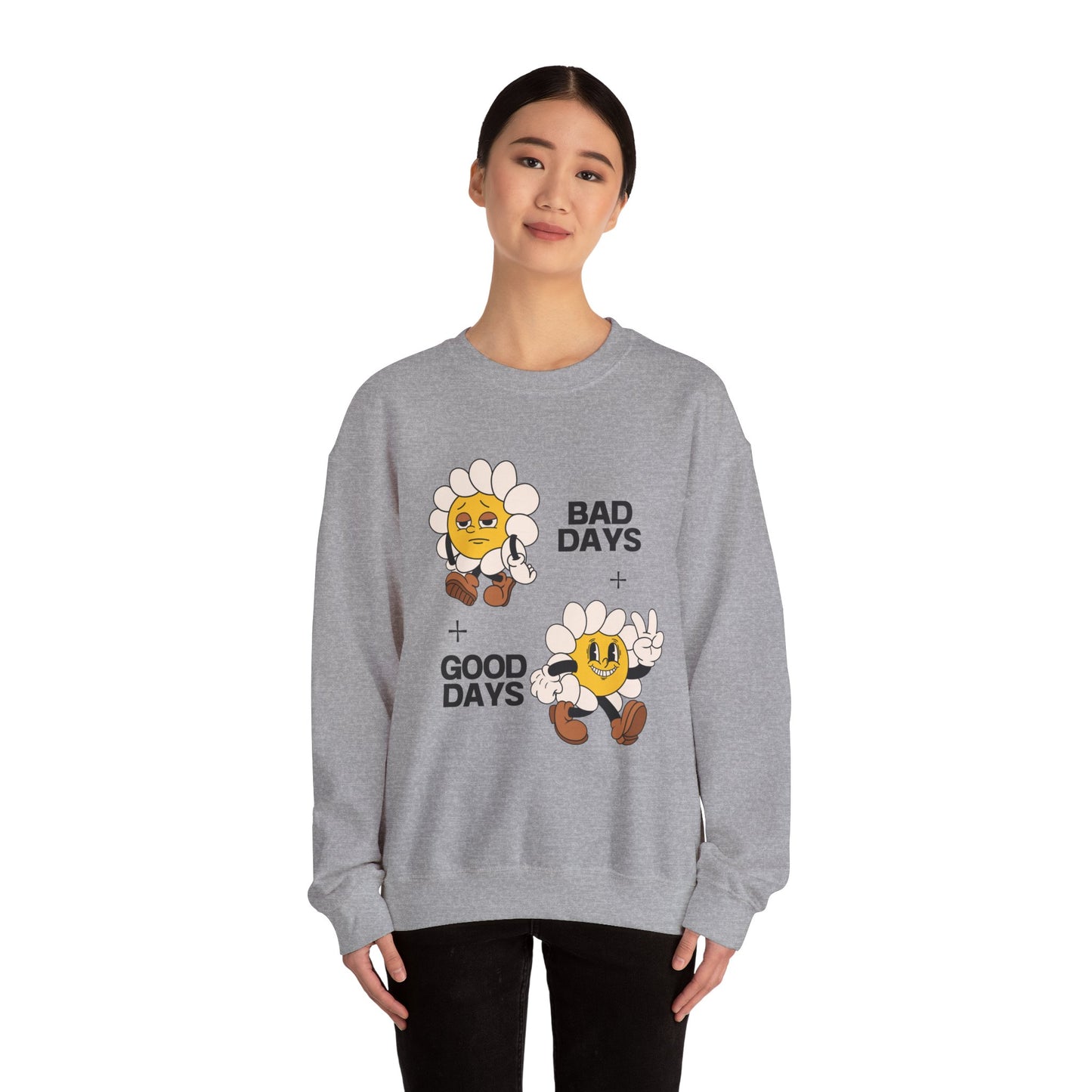 Flower Graphic Crewneck Sweatshirt - Bad Days - Good Days