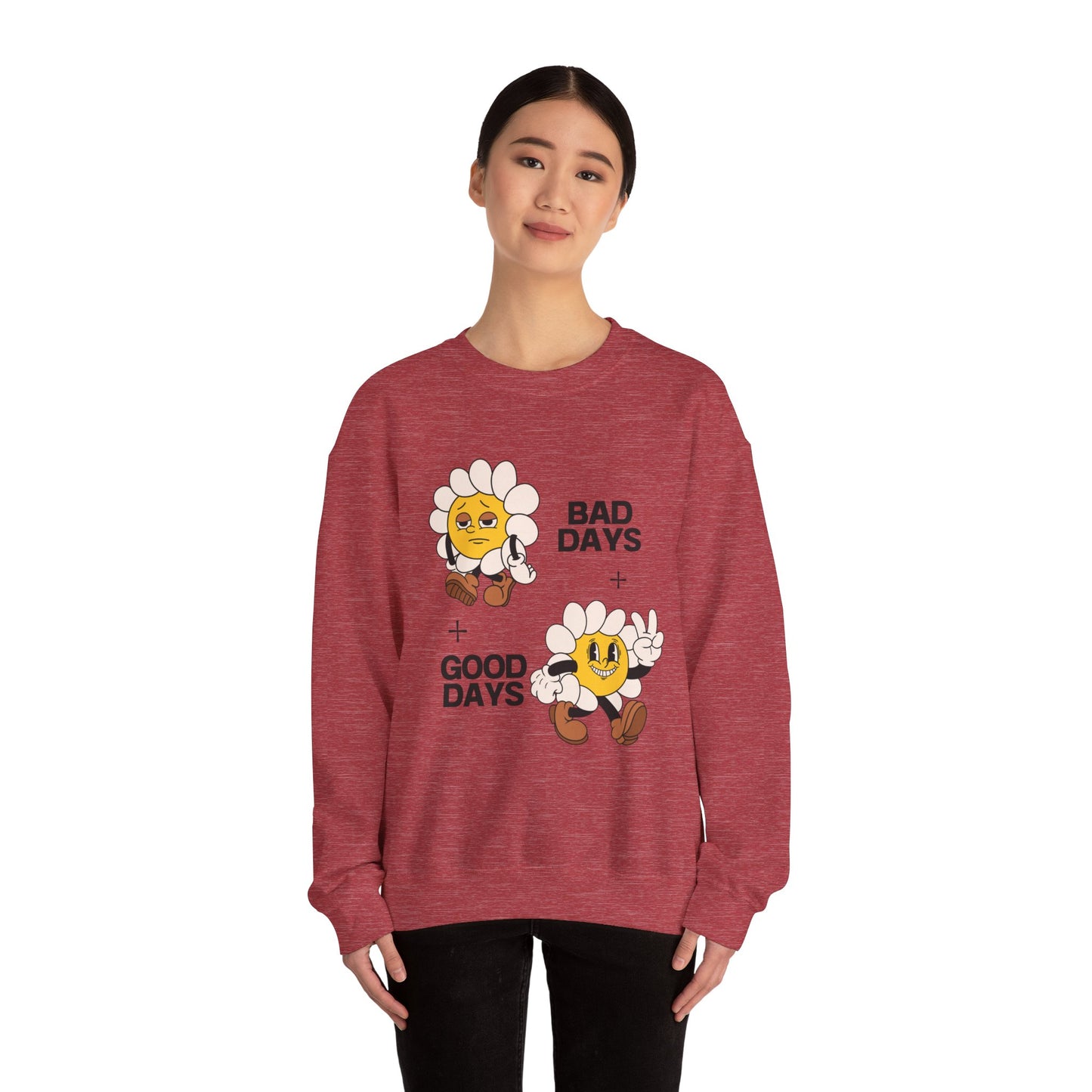 Flower Graphic Crewneck Sweatshirt - Bad Days - Good Days