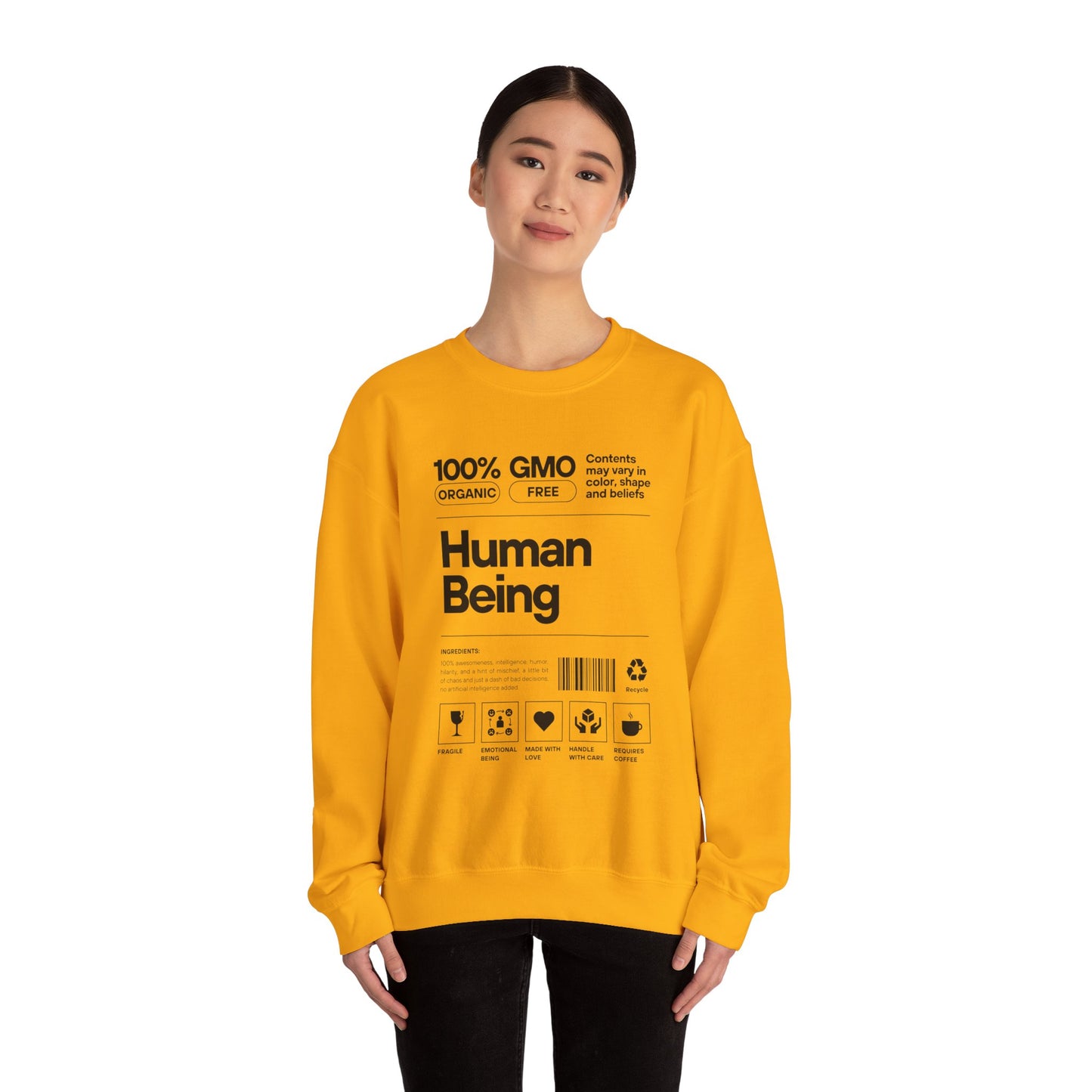 Human Being Unisex Sweatshirt - 100% Awesomeness, Intelligence, and Humor