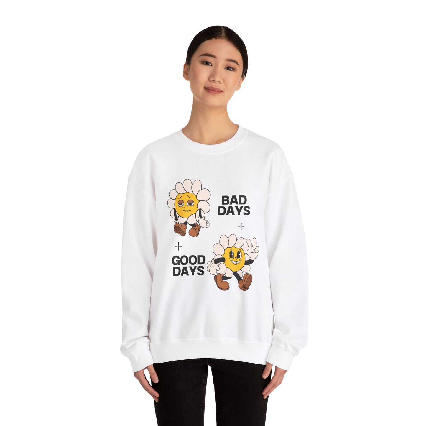 Flower Graphic Crewneck Sweatshirt - Bad Days - Good Days