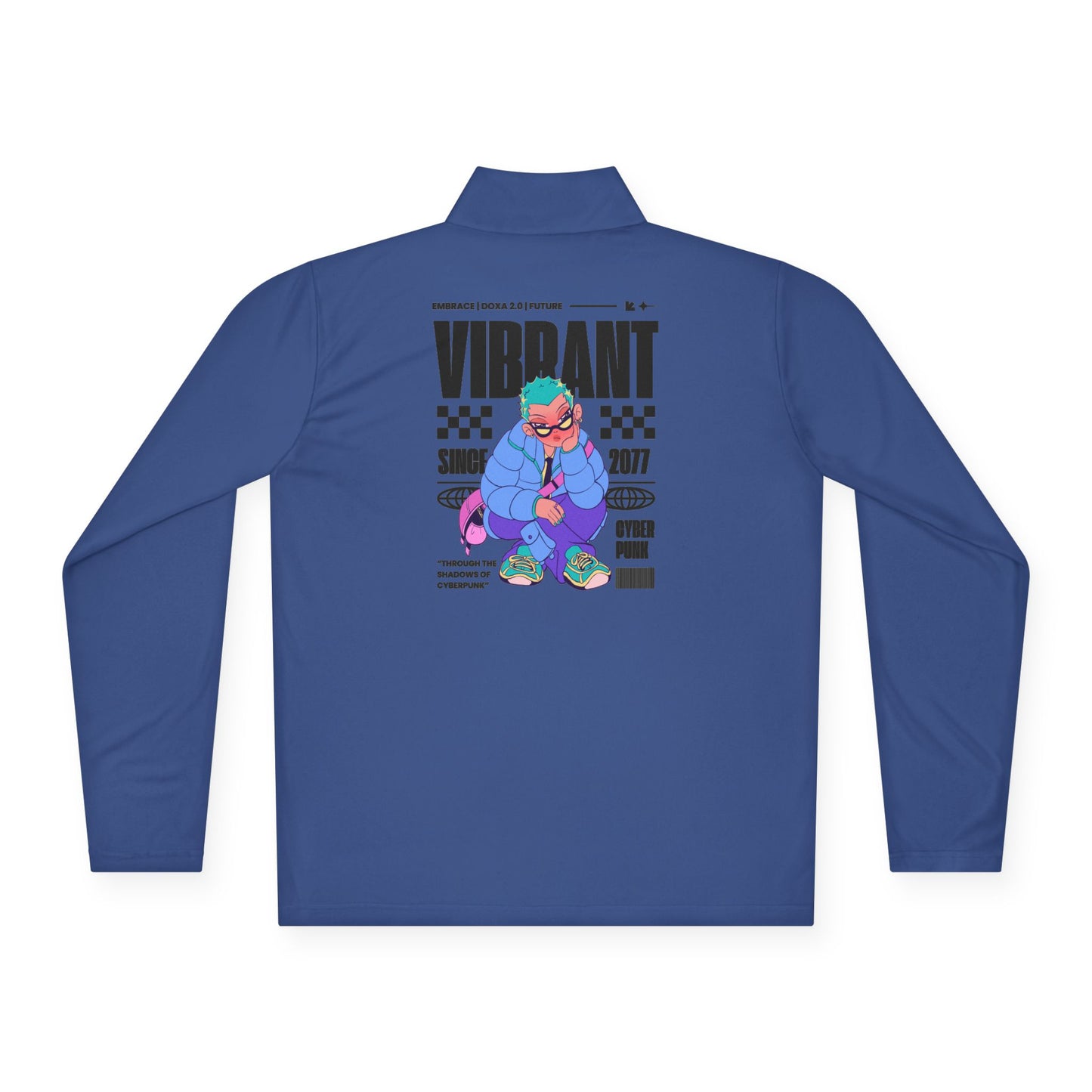 Quarter-Zip Pullover - Vibrant Cyberpunk Design