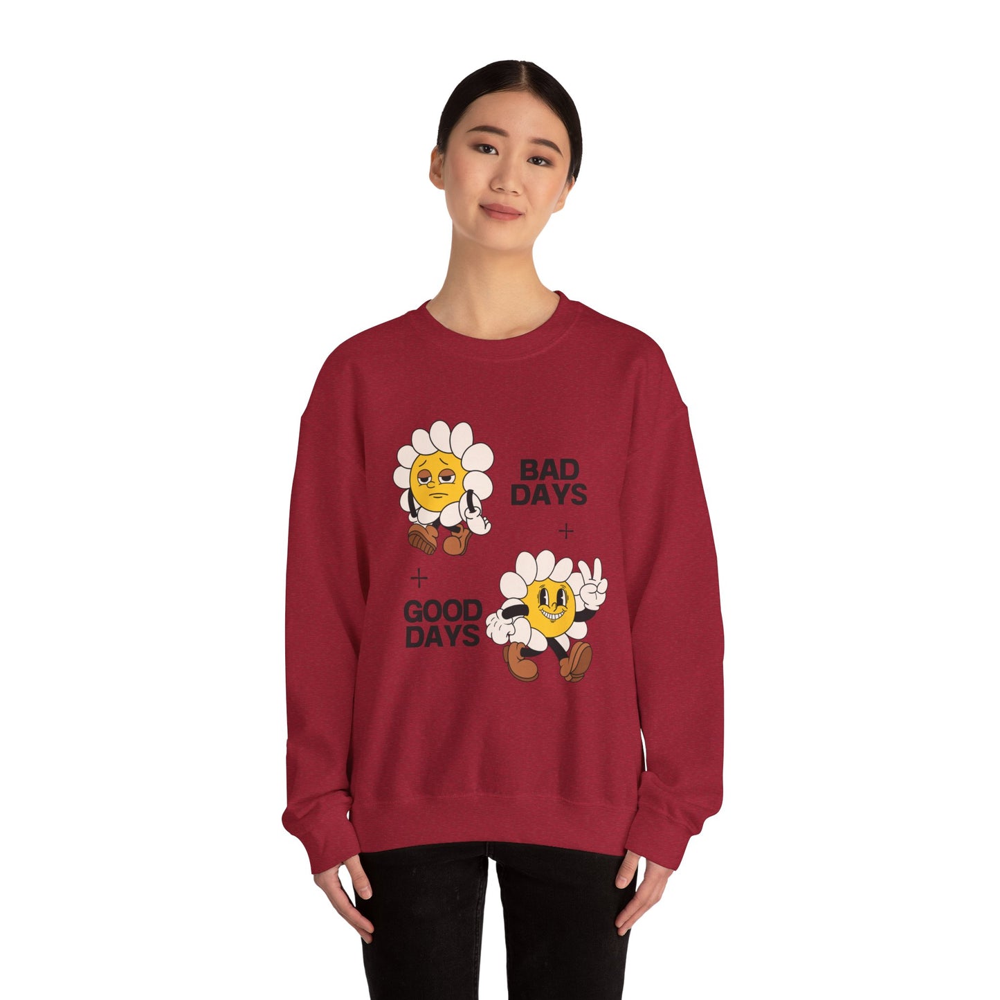 Flower Graphic Crewneck Sweatshirt - Bad Days - Good Days