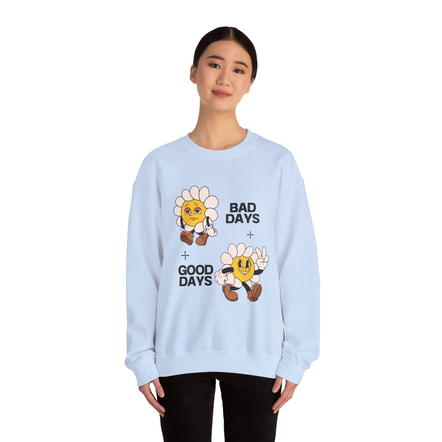 Flower Graphic Crewneck Sweatshirt - Bad Days - Good Days