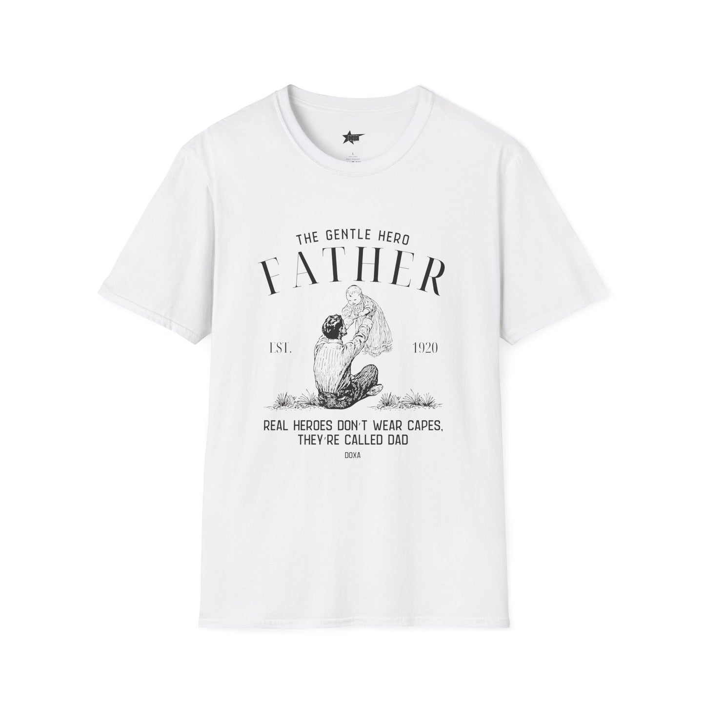 Graphic T-Shirt for Father - 'The Gentle Hero' Real Heroes Don’t Wear Capes