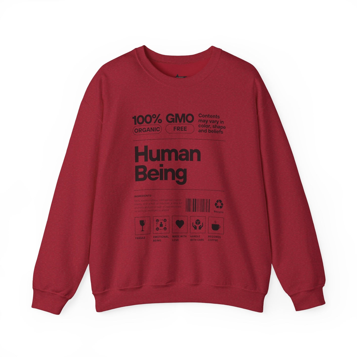 Human Being Unisex Sweatshirt - 100% Awesomeness, Intelligence, and Humor