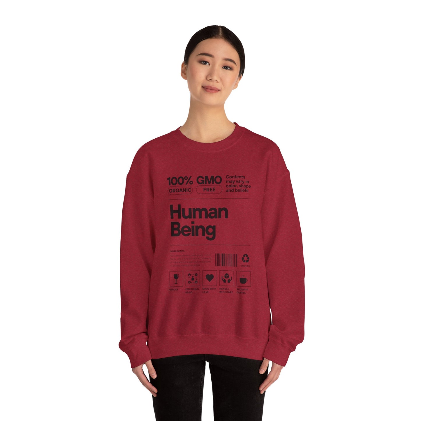 Human Being Unisex Sweatshirt - 100% Awesomeness, Intelligence, and Humor