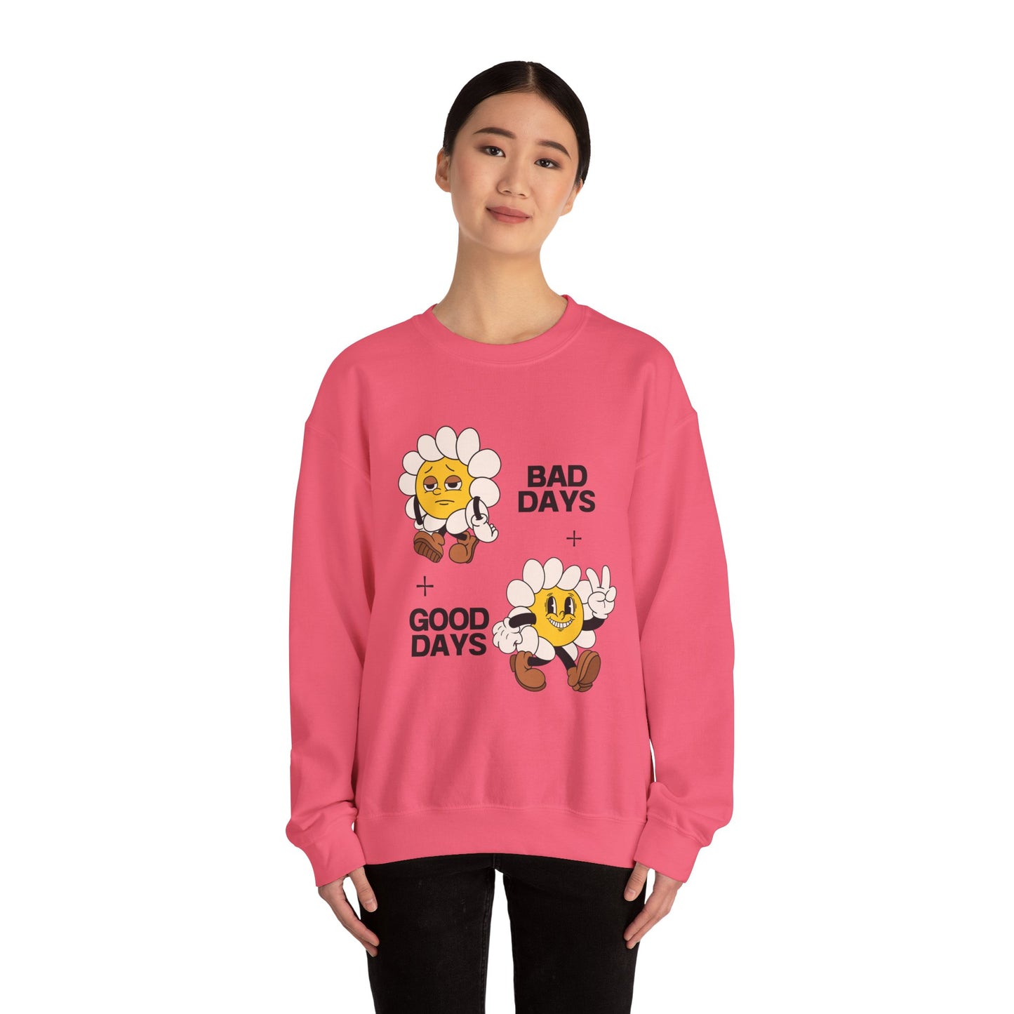 Flower Graphic Crewneck Sweatshirt - Bad Days - Good Days